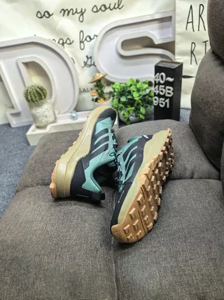 Adidas Green Gray Low-Top Trail-Inspired Mesh And Synthetic Overlay Construction Lifestyle Sneakers 6