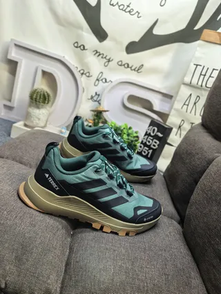 Adidas Green Gray Low-Top Trail-Inspired Mesh And Synthetic Overlay Construction Lifestyle Sneakers 9