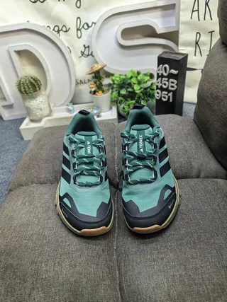 Adidas Green Gray Low-Top Trail-Inspired Mesh And Synthetic Overlay Construction Lifestyle Sneakers 10