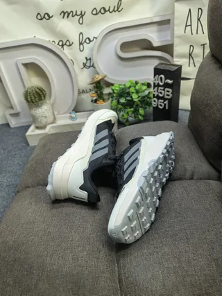 Adidas Green Gray Low-Top Trail-Inspired Mesh And Synthetic Overlay Construction Lifestyle Sneakers 16