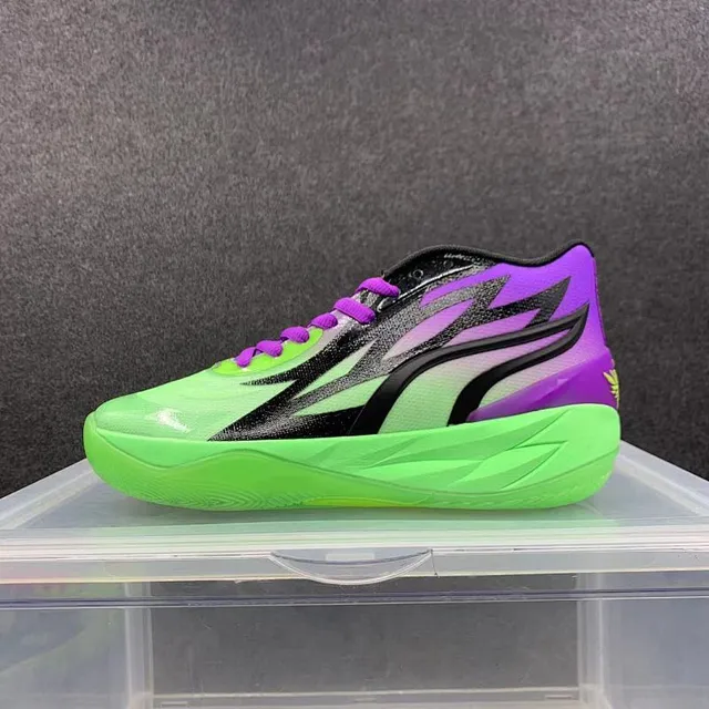 Adidas Vert Violet Silhouette Haute Dégradé Néon Partie Supérieure Chaussures de Basketball 2