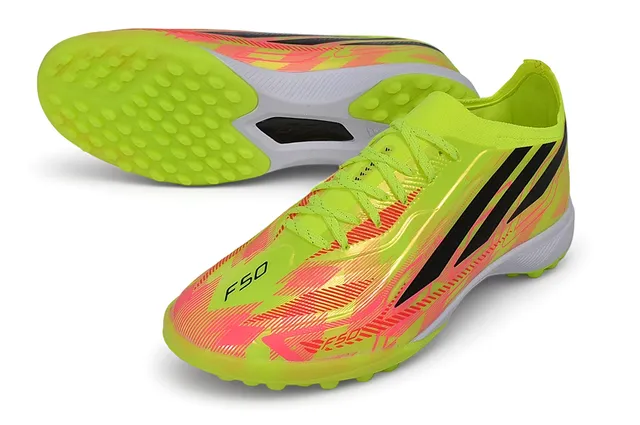 Adidas Hyperfast Amarillo Neón Rosa Césped Zapatos de Fútbol 5