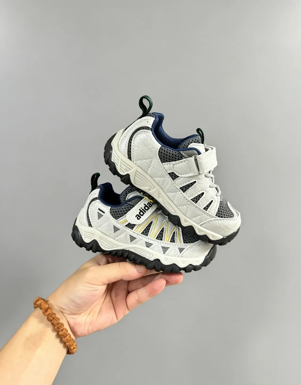 Adidas Kids Laceless Velcro Trail-Style Lifestyle Sneakers 9