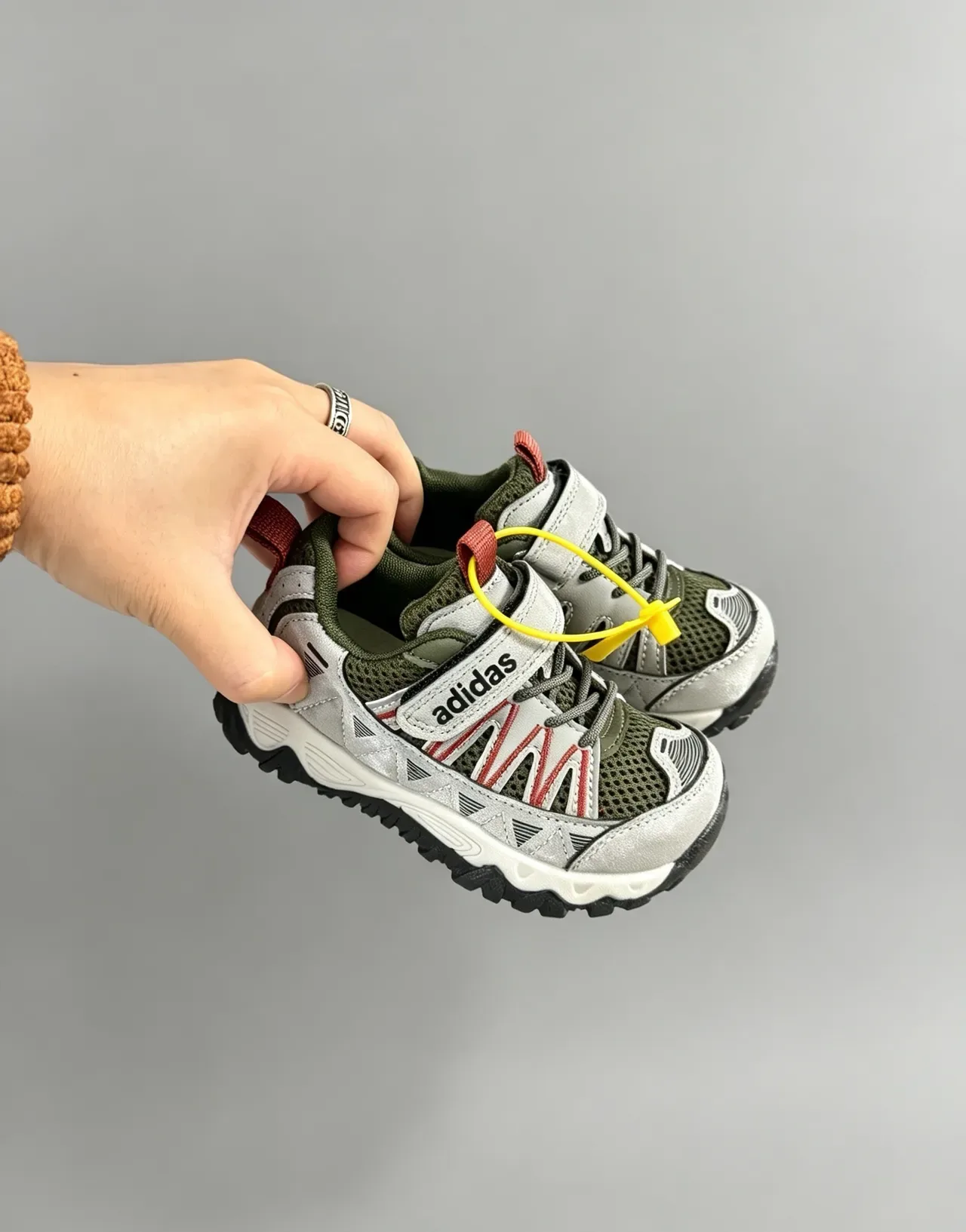 Adidas Kids Laceless Velcro Trail-Style Lifestyle Sneakers 10