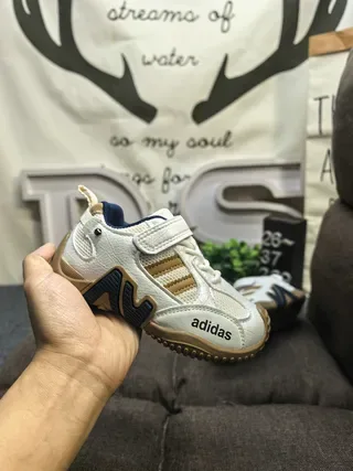 Adidas Kids White and Navy Velcro Strap Lifestyle Sneakers 22