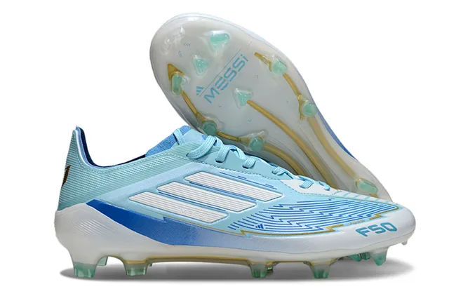 Adidas Messi Azul Claro Branco Textil Chuteira para Campo Firme 2