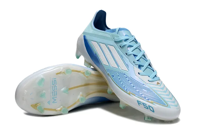 Adidas Messi Azul Claro Branco Textil Chuteira para Campo Firme 4