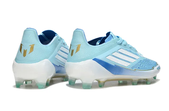 Adidas Messi Azul Claro Branco Textil Chuteira para Campo Firme 5
