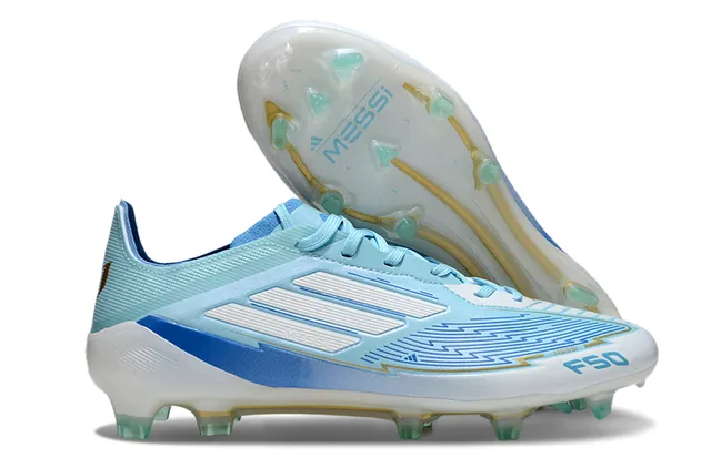 Adidas Messi Azul Claro Branco Textil Chuteira para Campo Firme 6