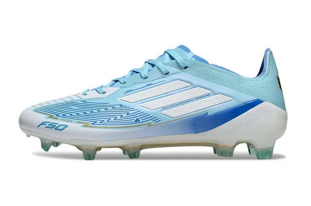 Adidas Messi Azul Claro Branco Textil Chuteira para Campo Firme 8