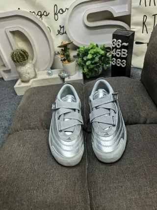 Adidas Metallic Silver Velcro Strap Low-Top Lifestyle Sneakers 10