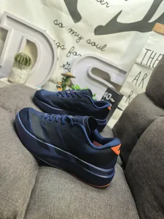 Adidas Navy Orange Knit Upper Sculpted Midsole Lifestyle Sneakers 7