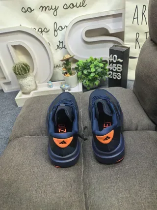 Adidas Navy Orange Knit Upper Sculpted Midsole Lifestyle Sneakers 8