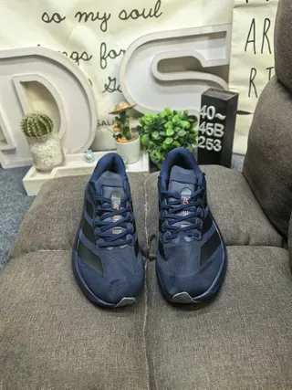 Adidas Navy Orange Knit Upper Sculpted Midsole Lifestyle Sneakers 10
