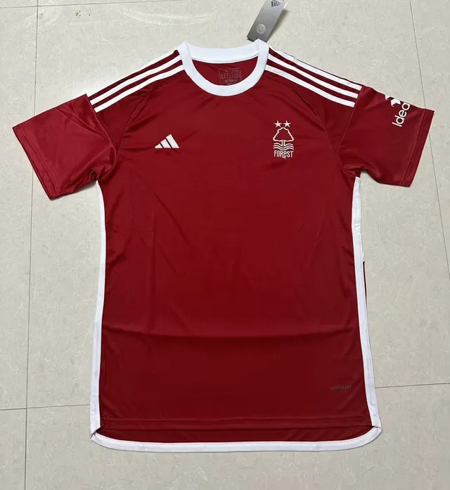 Adidas Nottingham Forest rayas onduladas blanco y azul claro camiseta 3