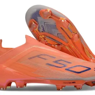 Adidas Orange Blue Low-Cut Sock-Fit Upper Translucent TPU Outsole Firm-Ground Soccer Shoes