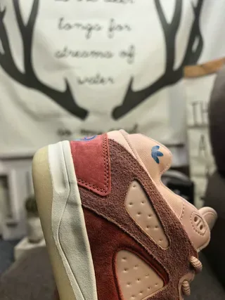 Adidas Pink Beige Layered Suede And Mesh Upper Triangular Perforated Side Panels Lifestyle Sneakers 3