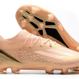 Adidas Pink Beige Low-Cut Knit Upper Translucent Amber Soleplate Firm-Ground Soccer Shoes