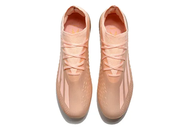 Adidas Sapatos de Futebol Rosa Bege Low-Cut Upper de Malha Sola Translucida Âmbar Placa para Campo Firme 2