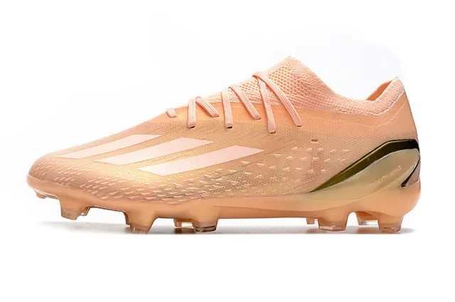 Adidas Sapatos de Futebol Rosa Bege Low-Cut Upper de Malha Sola Translucida Âmbar Placa para Campo Firme 8