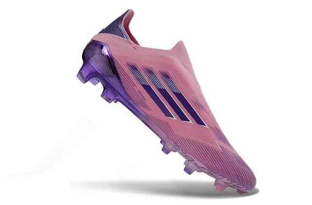 Adidas Pink Purple Sock-Fit Upper Gradient Firm-Ground Soccer Shoes 2