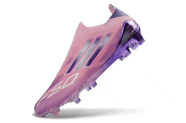 Adidas Pink Purple Sock-Fit Upper Gradient Firm-Ground Soccer Shoes 3