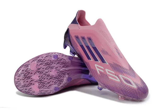 Adidas Pink Purple Sock-Fit Upper Gradient Firm-Ground Soccer Shoes 4