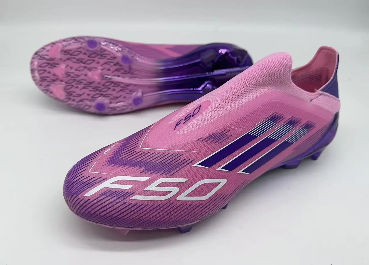 Adidas Pink Purple Sock-Fit Upper Gradient Firm-Ground Soccer Shoes 8