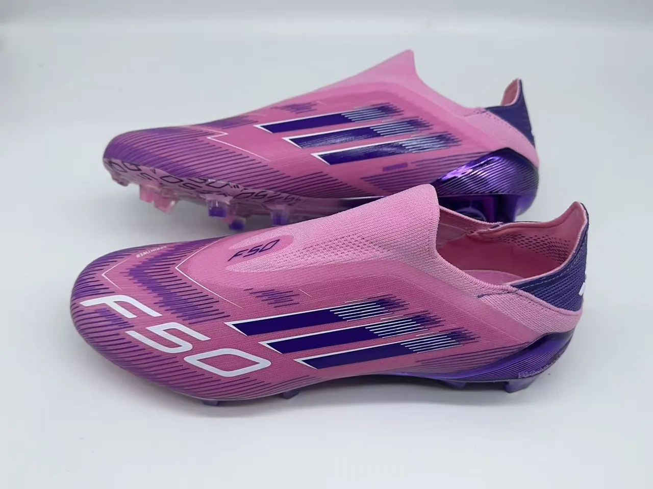Adidas Pink Purple Sock-Fit Upper Gradient Firm-Ground Soccer Shoes 10