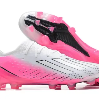 Adidas Pink White Low-Cut Synthetic Upper Translucent Soleplate Firm-Ground Soccer Shoes