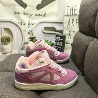 Adidas Pink White Low-Top Layered Suede-Mesh Upper Lifestyle Sneakers