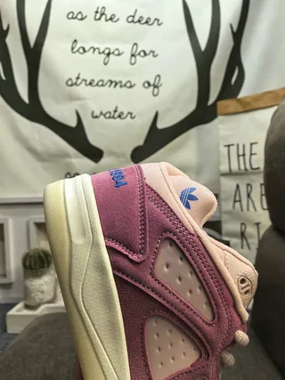 Adidas Pink White Low-Top Layered Suede-Mesh Upper Lifestyle Sneakers 3