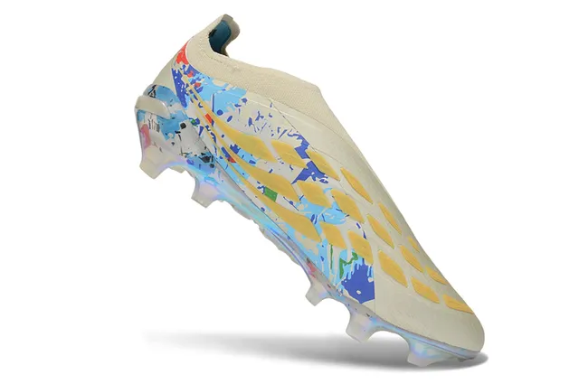 Adidas Predator Beige Multicolor Laceless Sock-Fit Upper Iridescent Holographic Outsole Firm-Ground Soccer Shoes 2