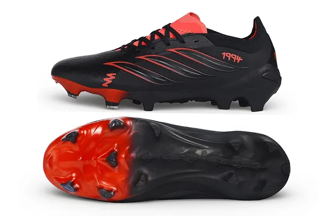 Adidas Predator কালো লাল লো-কাট বুটি কলার সিন্থেটিক লেদার আপার ফার্ম-গ্রাউন্ড সকার জুতো 7