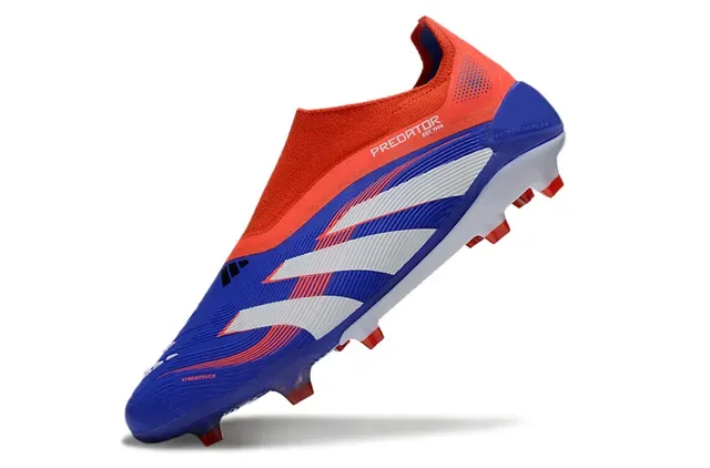 Adidas Predator Chaussures de football bleu orange col style chaussette tige synthétique côtelée pour terrain ferme 2