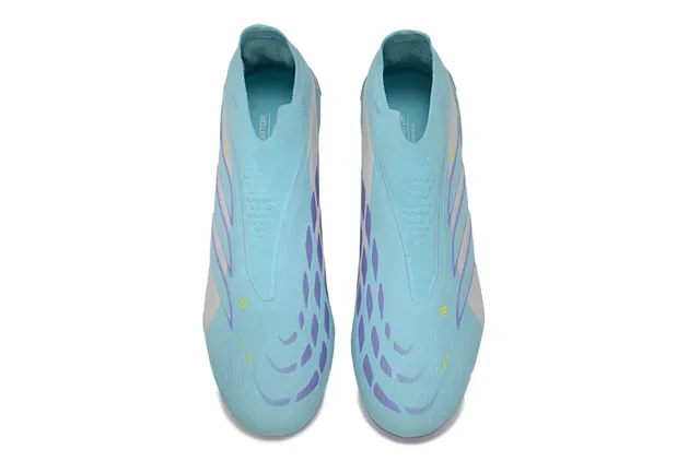 Adidas Predator Azul Roxo Sem Cadarço Upper Asimétrico 3-Stripes Campo Firme Sapatos de Futebol 2