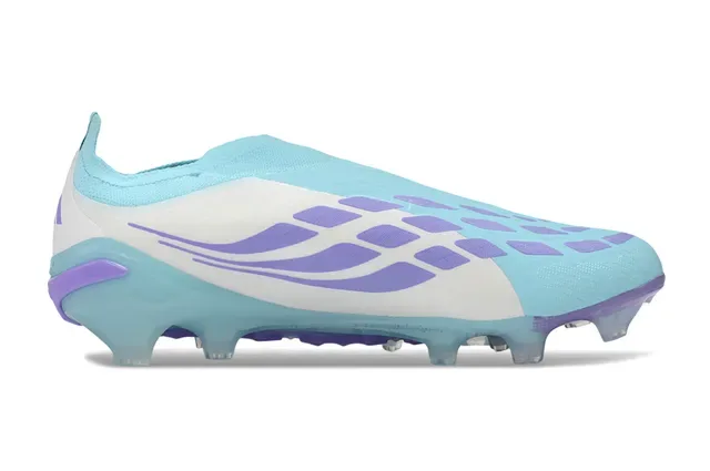 Adidas Predator Azul Roxo Sem Cadarço Upper Asimétrico 3-Stripes Campo Firme Sapatos de Futebol 7
