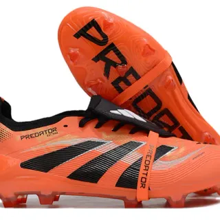 Adidas Predator Orange Black Bright Monochrome Upper Three-Stripe Overlay Firm-Ground Soccer Shoes