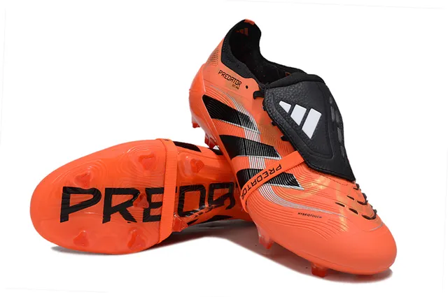 Adidas Predator Orange Black Bright Monochrome Upper Three-Stripe Overlay Firm-Ground Soccer Shoes 4