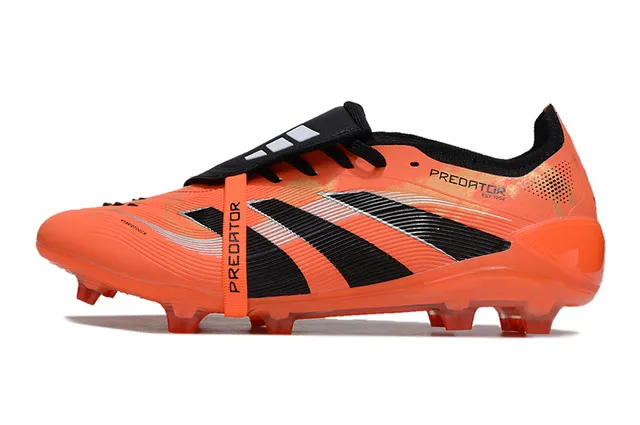 Adidas Predator Orange Black Bright Monochrome Upper Three-Stripe Overlay Firm-Ground Soccer Shoes 7