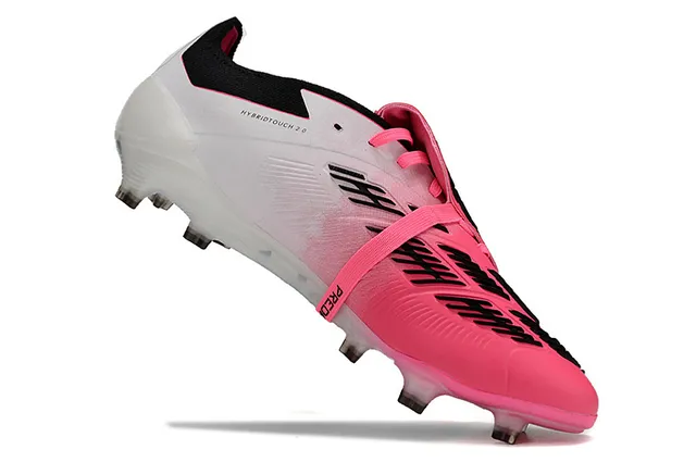 Adidas Predator Pink Black Asymmetrical Lacing Cage Transparent Outsole Firm-Ground Soccer Shoes 2