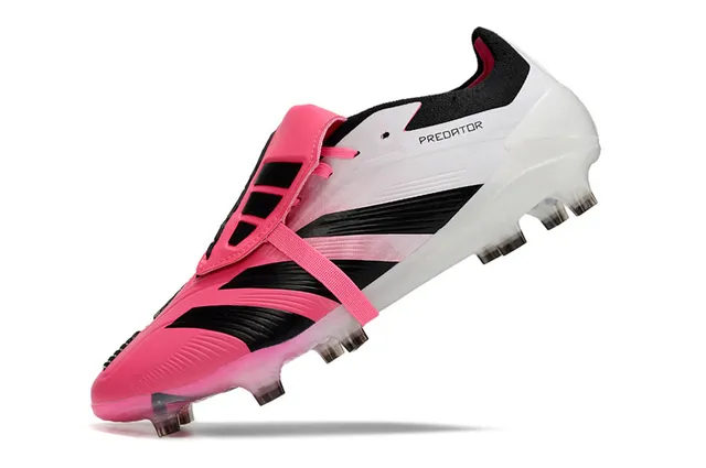 Adidas Predator Pink Black Asymmetrical Lacing Cage Transparent Outsole Firm-Ground Soccer Shoes 3