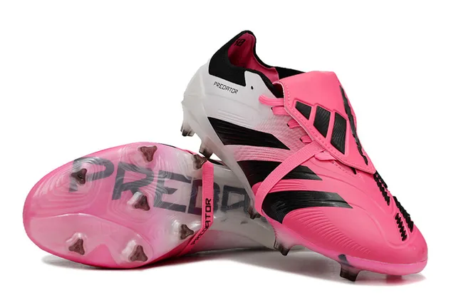 Adidas Predator Pink Black Asymmetrical Lacing Cage Transparent Outsole Firm-Ground Soccer Shoes 4