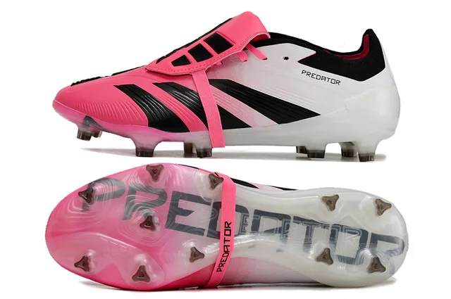 Adidas Predator Pink Black Asymmetrical Lacing Cage Transparent Outsole Firm-Ground Soccer Shoes 6