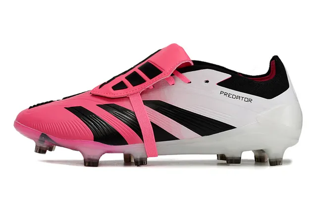 Adidas Predator Pink Black Asymmetrical Lacing Cage Transparent Outsole Firm-Ground Soccer Shoes 7