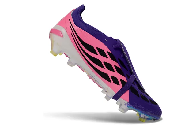 Adidas Predator Pink Purple Low-Cut Sock-Fit Collar Asymmetrical Lace Strap Firm-Ground Soccer Shoes 2