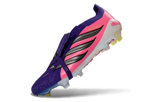 Adidas Predator Pink Purple Low-Cut Sock-Fit Collar Asymmetrical Lace Strap Firm-Ground Soccer Shoes 3