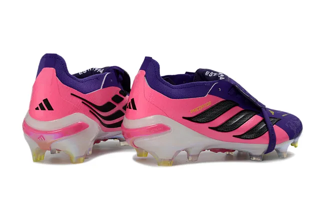 Adidas Predator Pink Purple Low-Cut Sock-Fit Collar Asymmetrical Lace Strap Firm-Ground Soccer Shoes 5