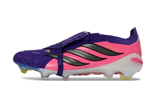 Adidas Predator Pink Purple Low-Cut Sock-Fit Collar Asymmetrical Lace Strap Firm-Ground Soccer Shoes 7