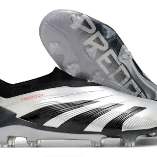 Adidas Predator Silver Black Firm-Ground Soccer Shoes